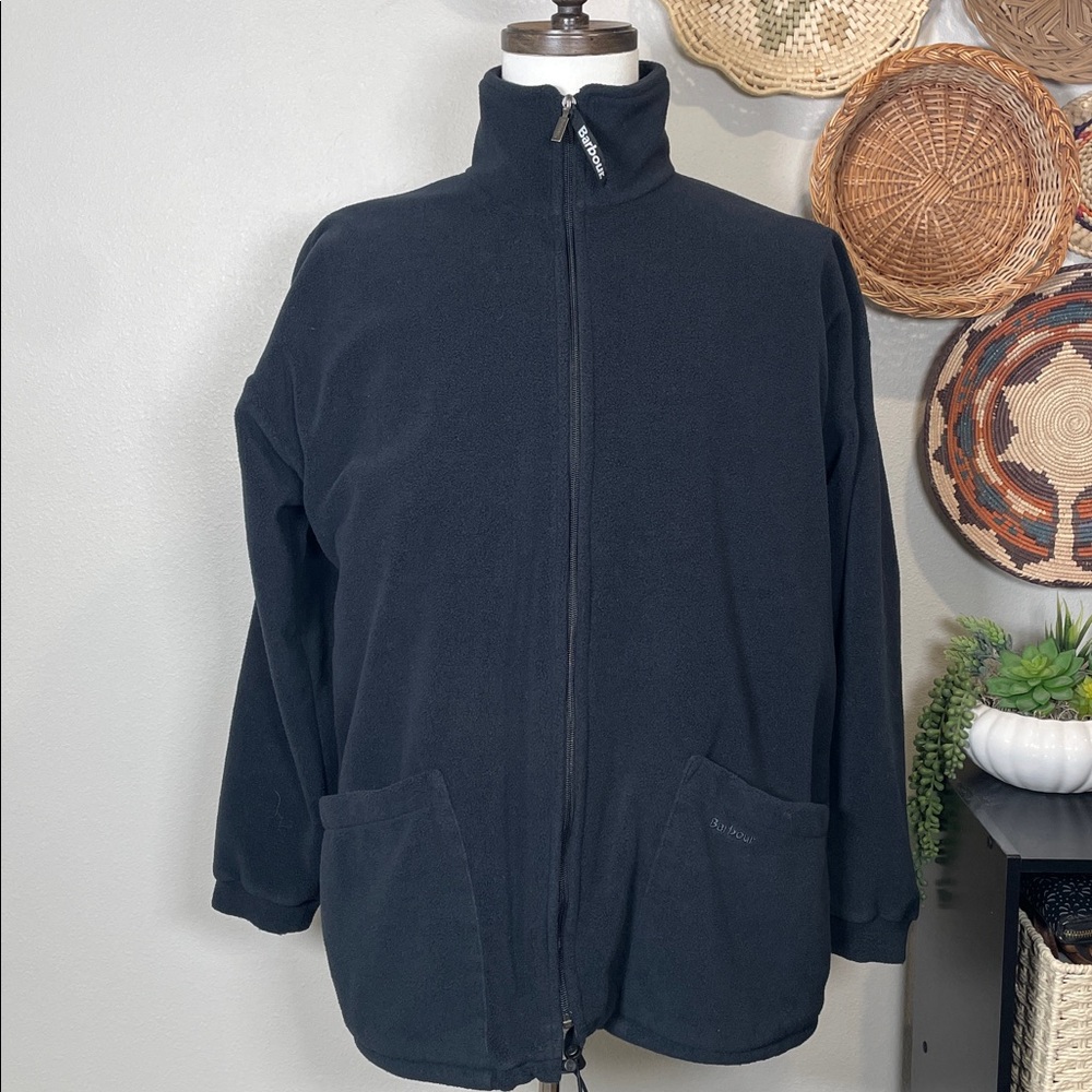 Mens Barbour Langdale Fleece Plaid Lined Jacket Coat Black Zip Up Size Large - Picture 2 of 15